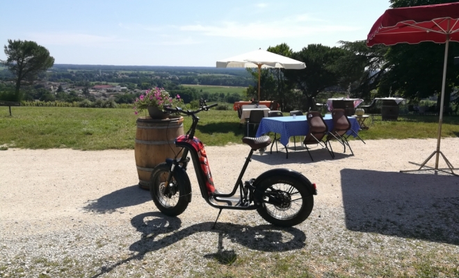 Visite du vignoble la Bastane en trottinette électrique tout terrain en appellation Bordeaux